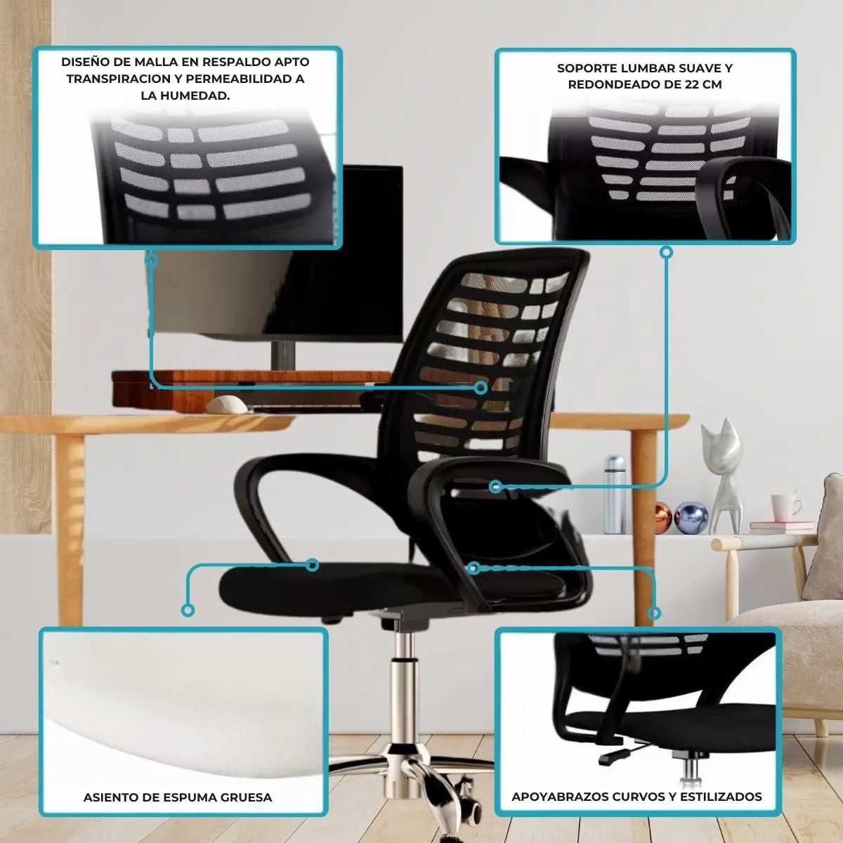 SILLA OFICINA GLOBAL TF101 REJILLA