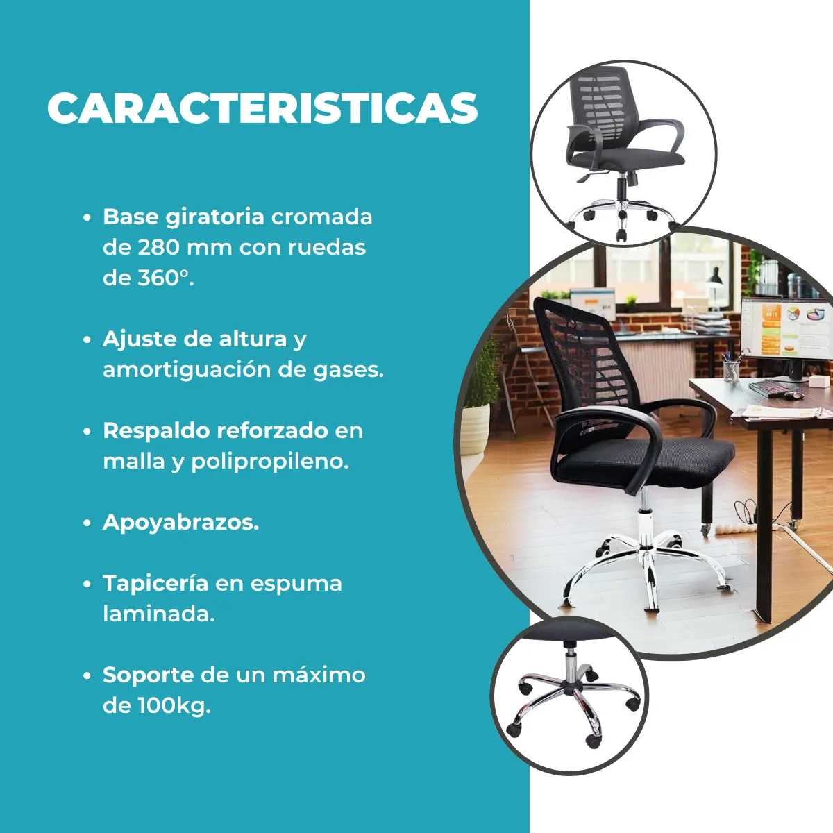 SILLA OFICINA GLOBAL TF101 REJILLA