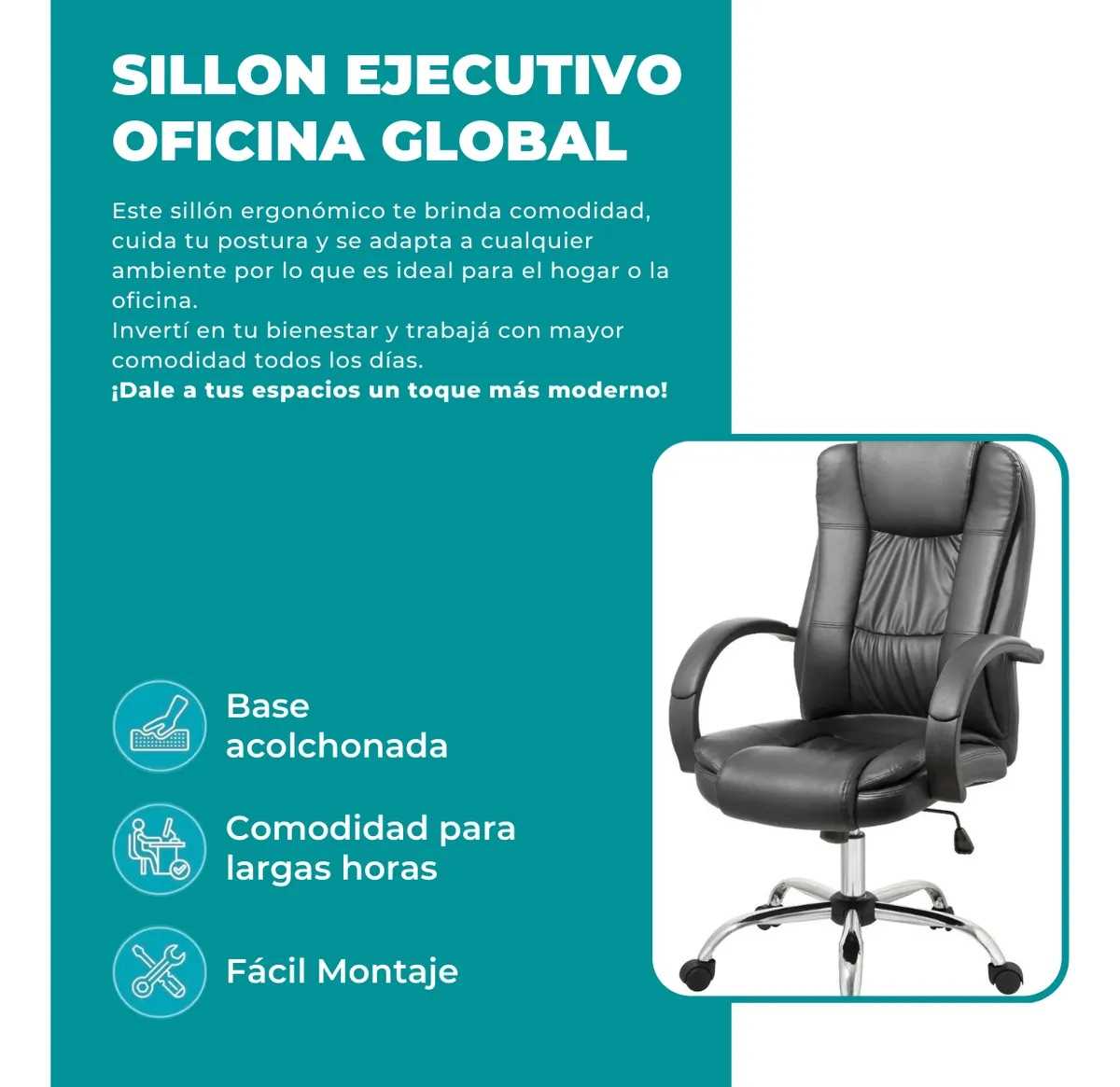 SILLA OFICINA GLOBAL TF201 CUERO