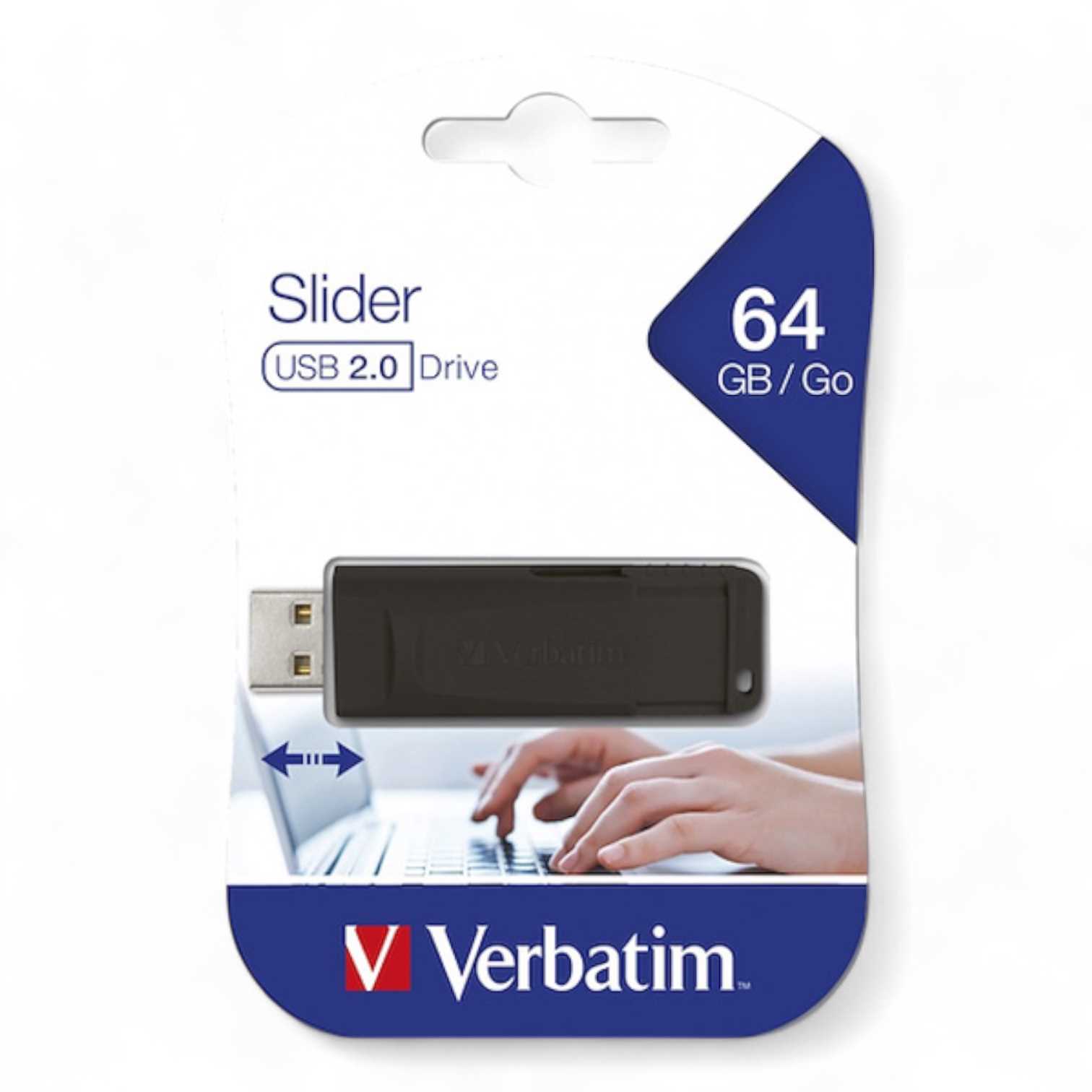 PENDRIVE 64GB 2.0 VERBATIM SLIDER
