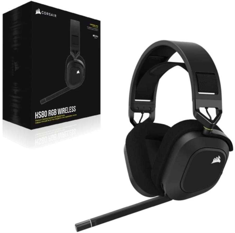 AURICULAR CORSAIR HS80 RGB WIRELESS SPATIAL AUDIO CARBON