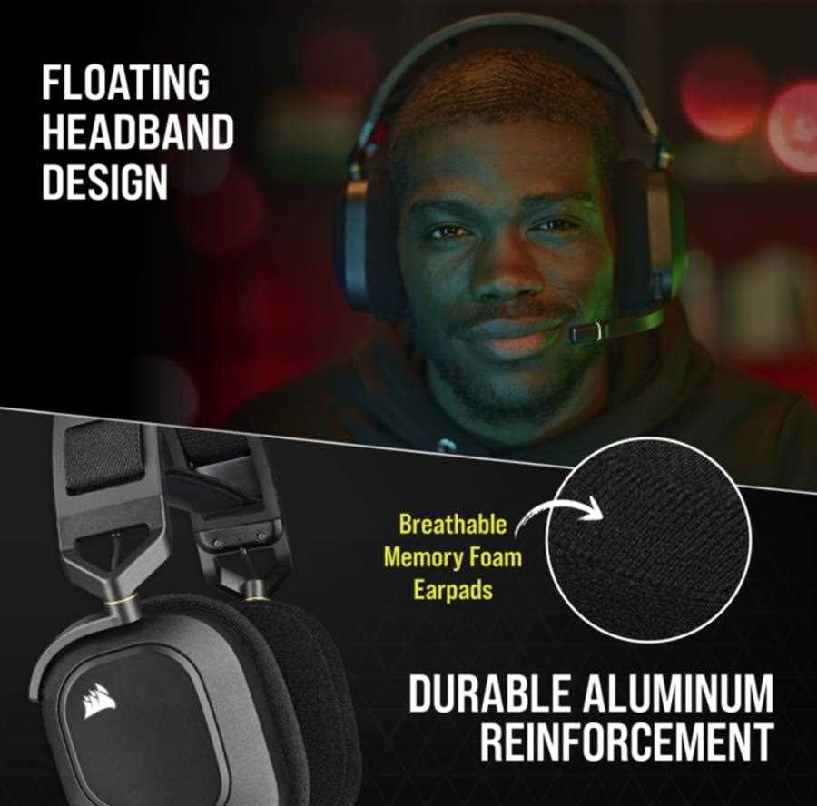 AURICULAR CORSAIR HS80 RGB WIRELESS SPATIAL AUDIO CARBON