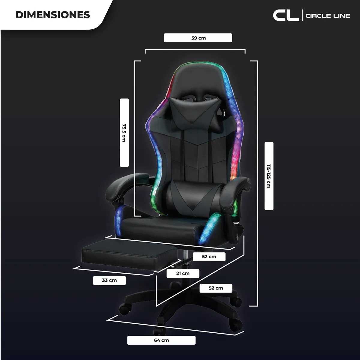 SILLA GAMER CIRCLE LINE BLACK RGB CL-GC003