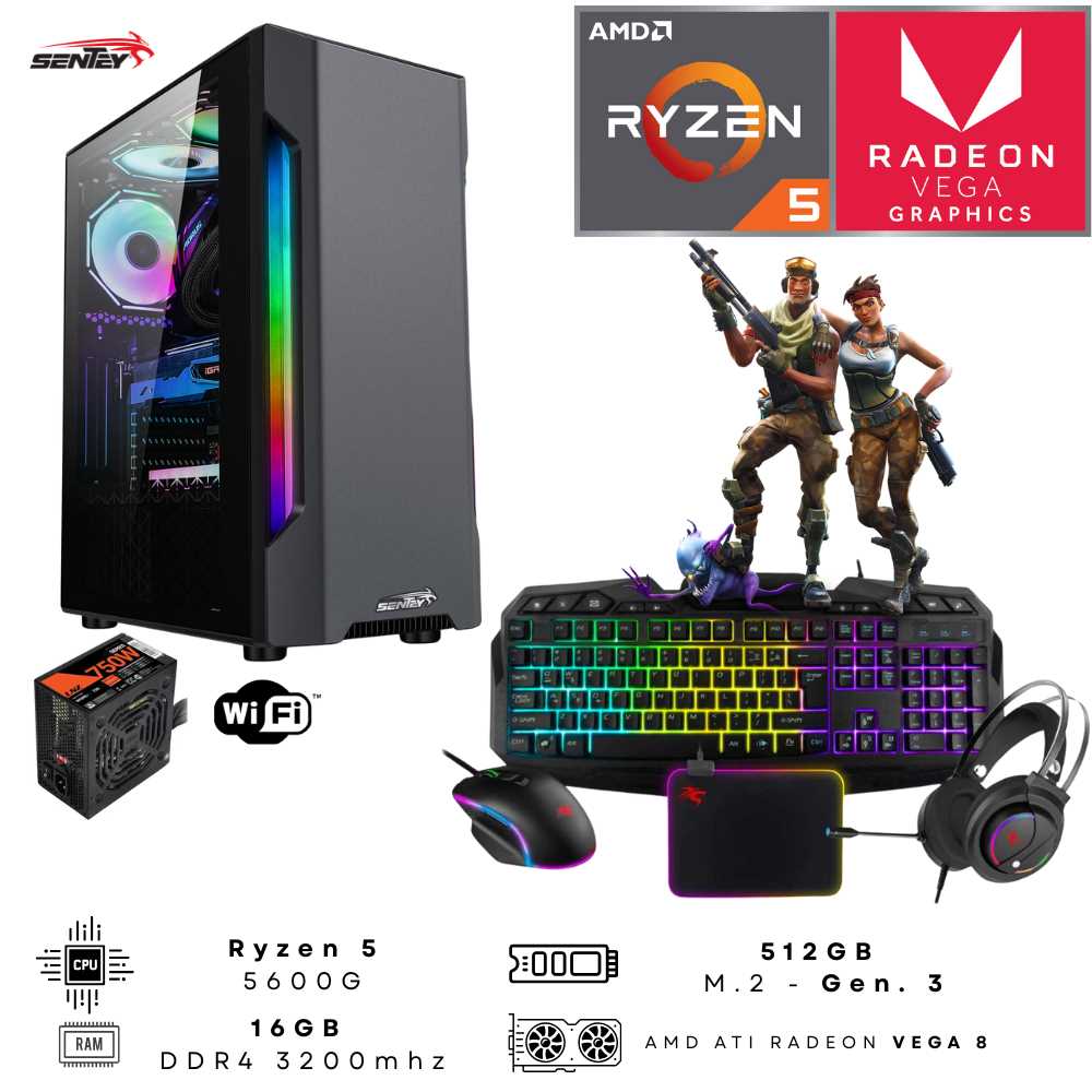 PC GAMER AMD RYZEN 5 5600G SENTEY RS20 (16GB DDR4 -M.2 512GB - GRAFICOS RADEON)