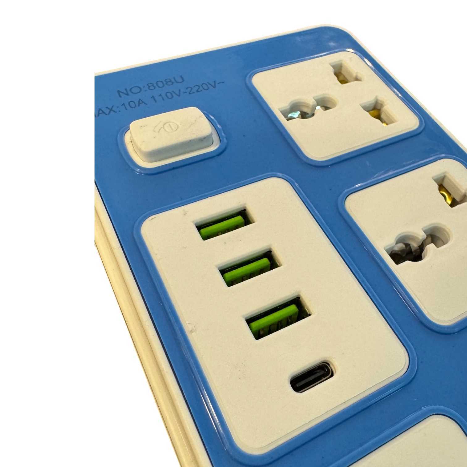 ZAPATILLA DE 8 TOMAS 220V FULL 3 X USB + 1 X TC  1M AL-1005 (808U)