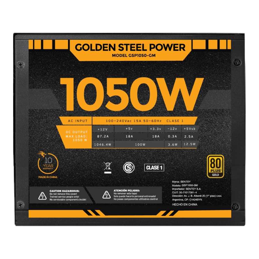 FUENTE PC 1050W SENTEY 80+ GOLD GSP1050-GM FULL MODULAR