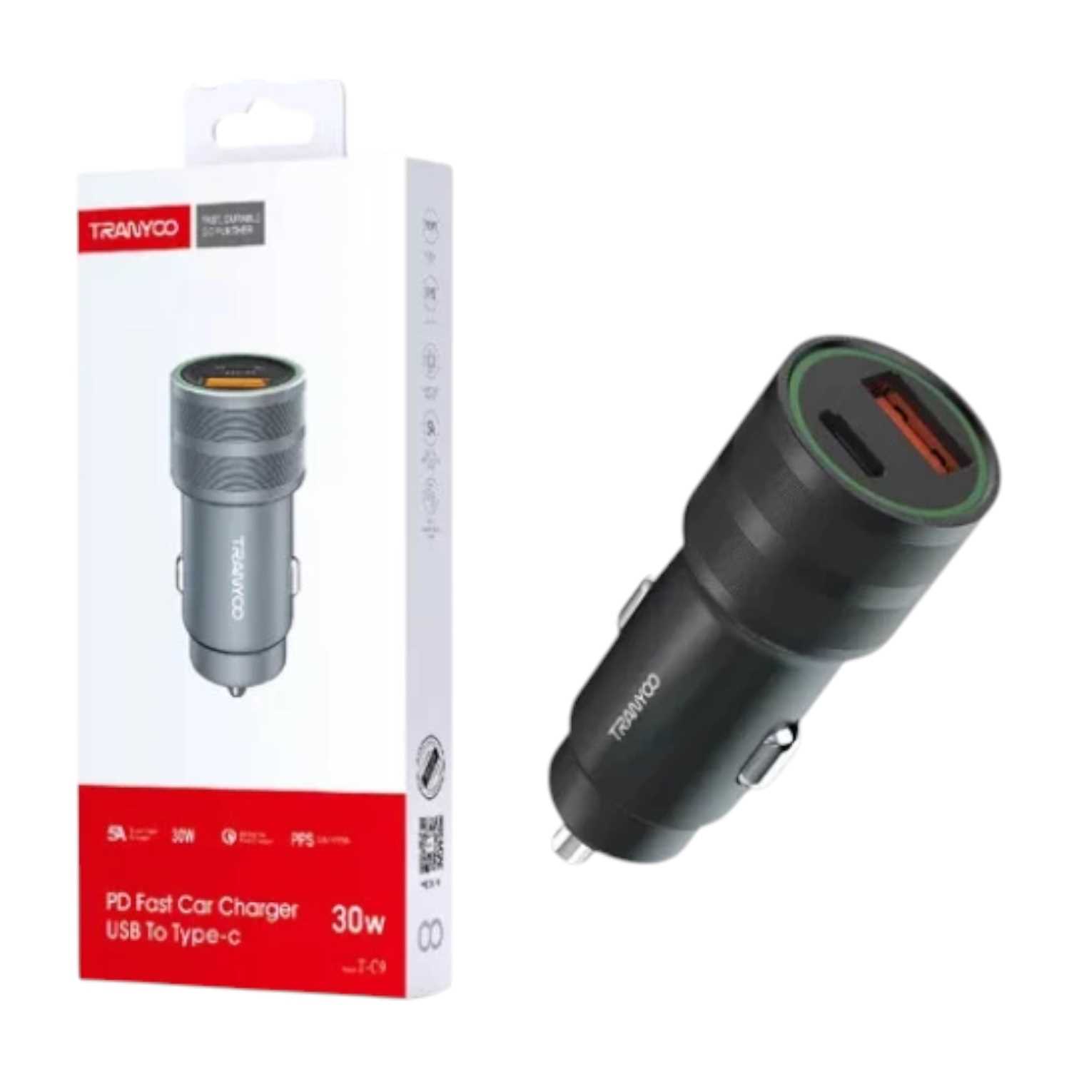 CARGADOR USB PARA AUTO SEISA 30W PD+QC 3.0 METAL C9