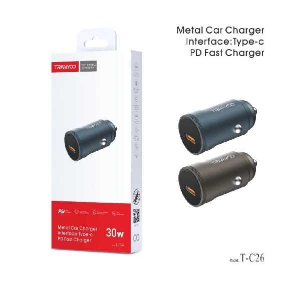 CARGADOR USB PARA AUTO SEISA 30W PD+QC 3.0 METAL T-C26