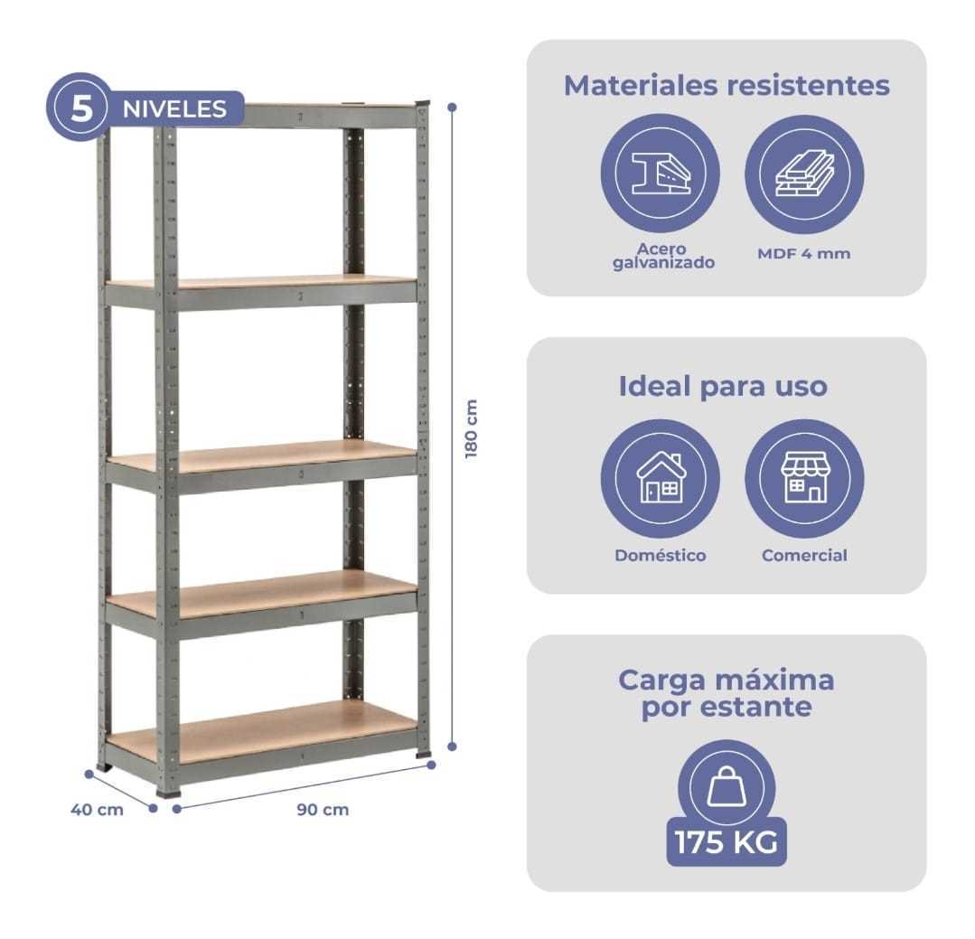 ESTANTERIA CIRCLE 5 NIVELES SILVER