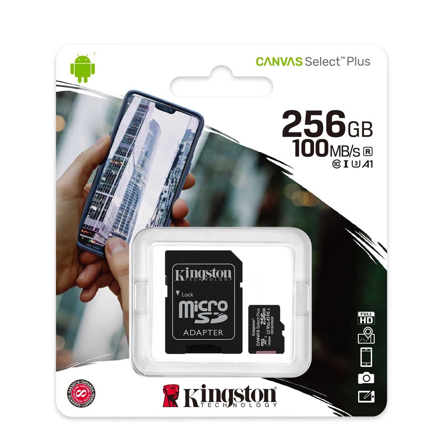 MEMORIA MICRO SD 256GB KINGSTON CANVAS PLUS SELECT (U3 V30)