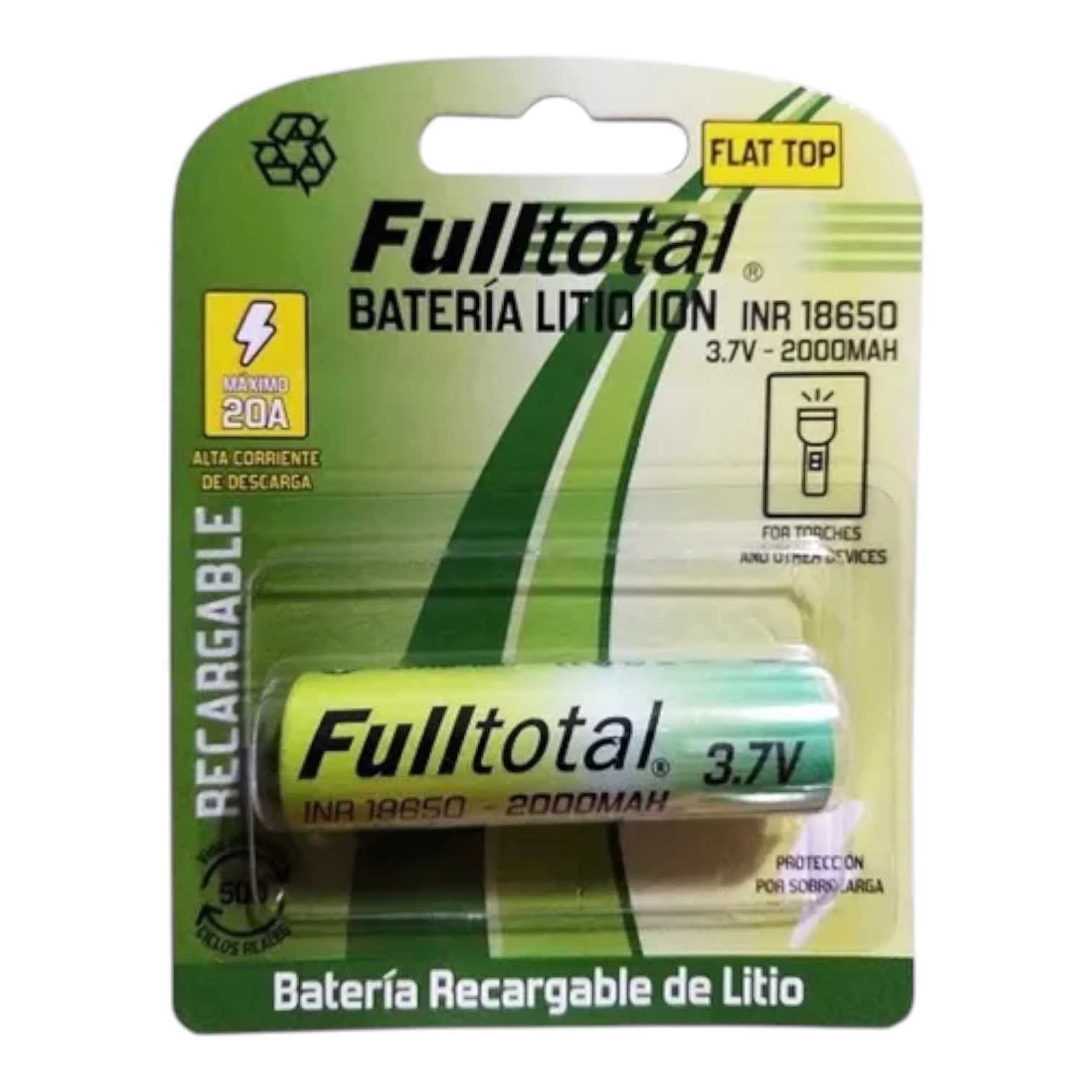 PILA RECARGABLE LITIO 18650 2000MAH 3.7 V FULL