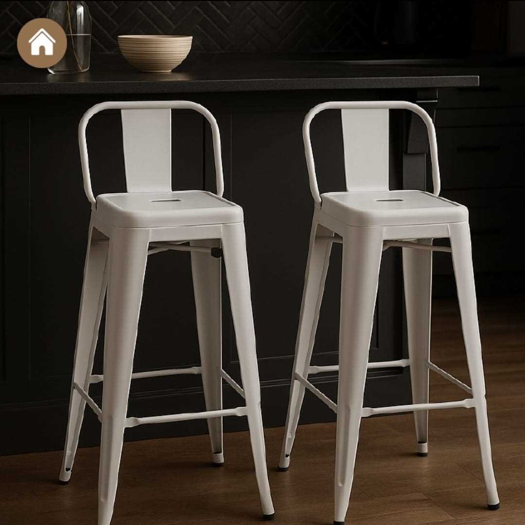 TABURETE METAL CIRCLE LINE C/RESPALDO BLANCO