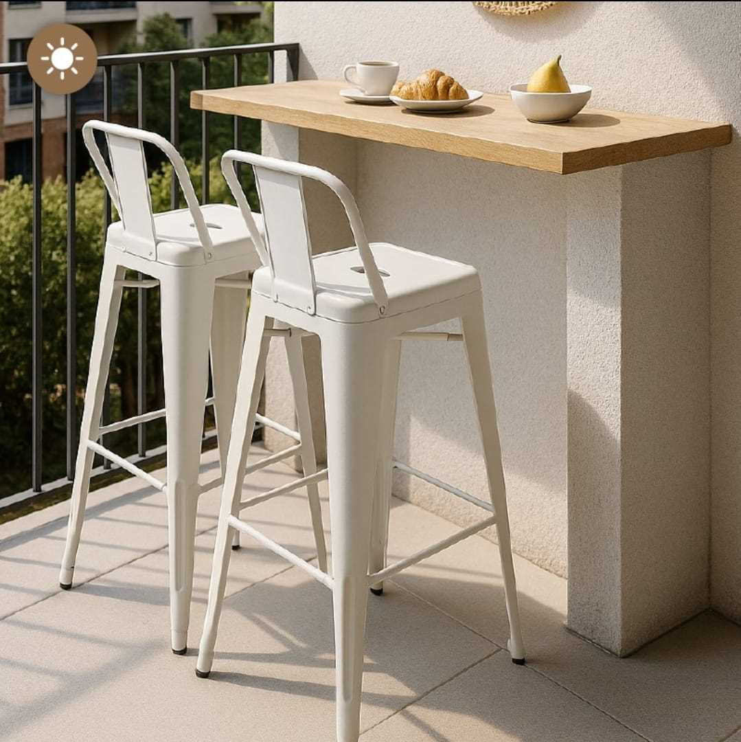 TABURETE METAL CIRCLE LINE C/RESPALDO BLANCO