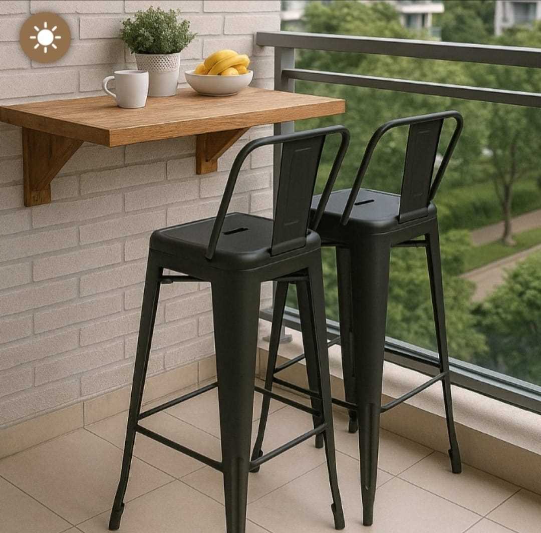 TABURETE METAL CIRCLE LINE C/RESPALDO NEGRO