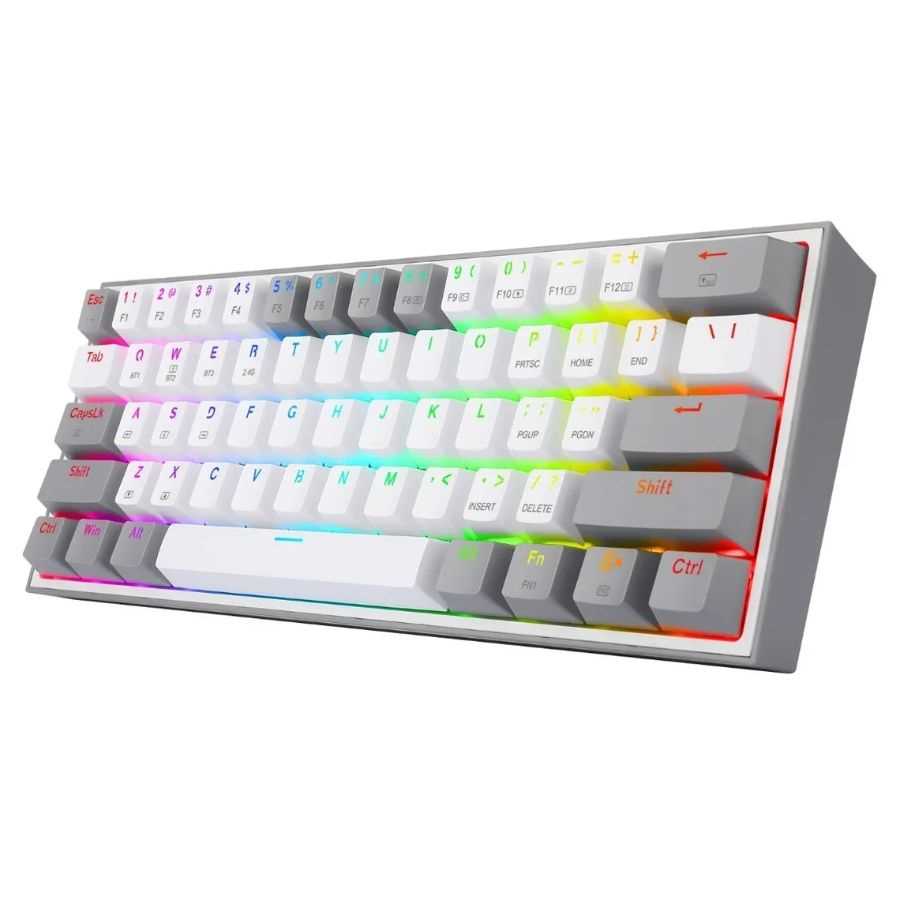 TECLADO REDRAGON K617CT-RGB 60% FIZZ WHITE/GREY