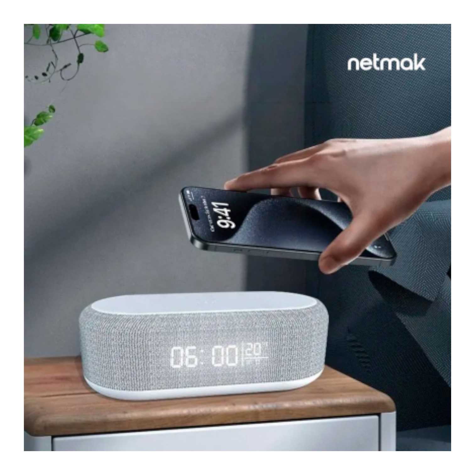 RELOJ DESPERTADOR DIGITAL NETMAK NM-RD12 + CARGADOR INALAMBRICO