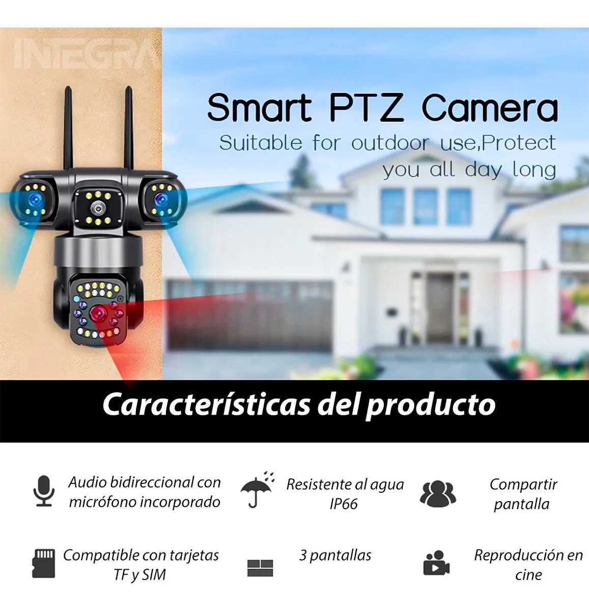 CAMARA IP WIFI 360 GRADOS DINAX SMQ11 TRIPLE 6MPX