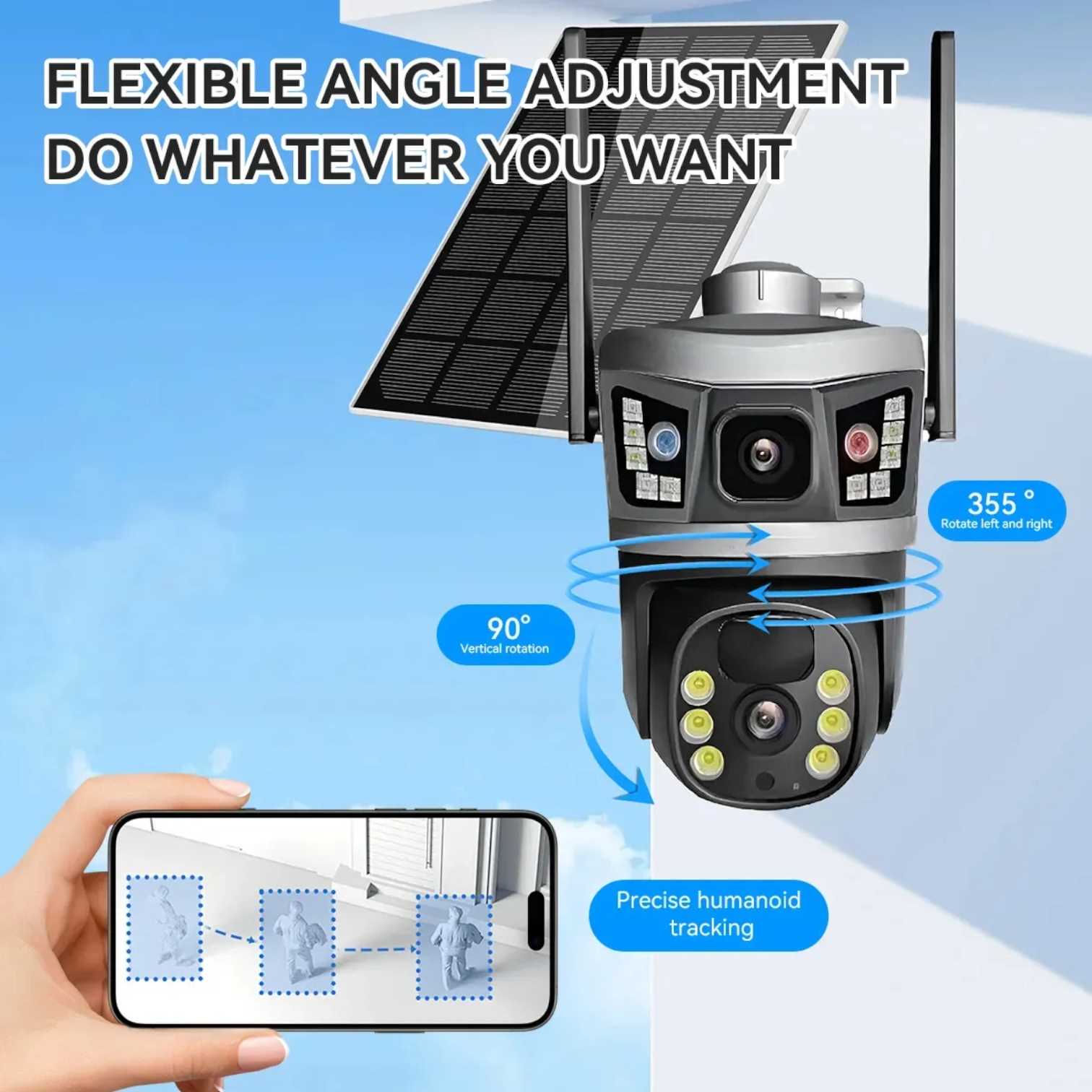 CAMARA IP WIFI 360 GRADOS DINAX SMQ13 DUAL 3MPX + SOLAR