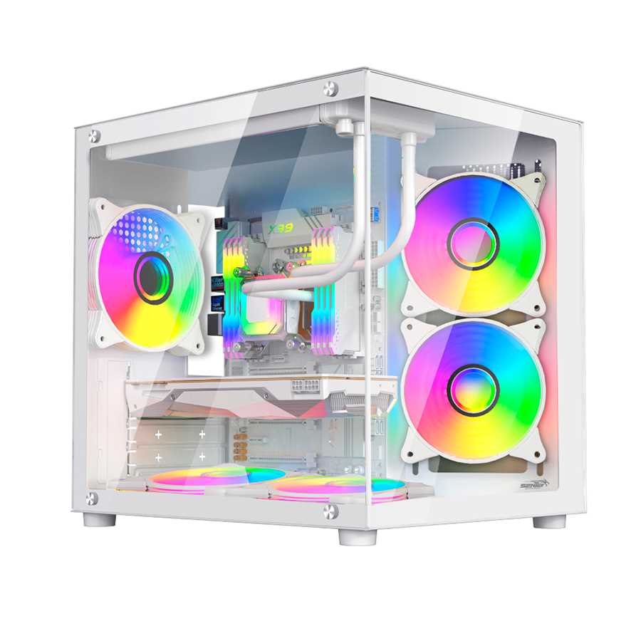 GABINETE SENTEY ZEUS 5FAN ARGB WHITE LATERAL Y FRENTE TG