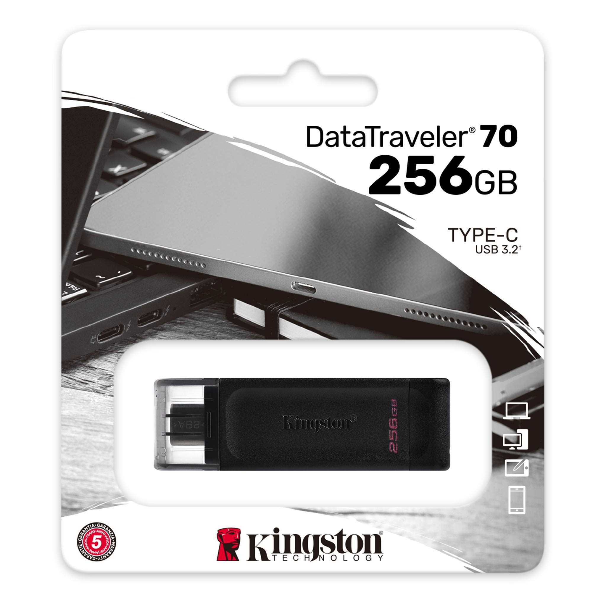 PENDRIVE 256GB 3.2 KINGSTON DT70 TIPO C