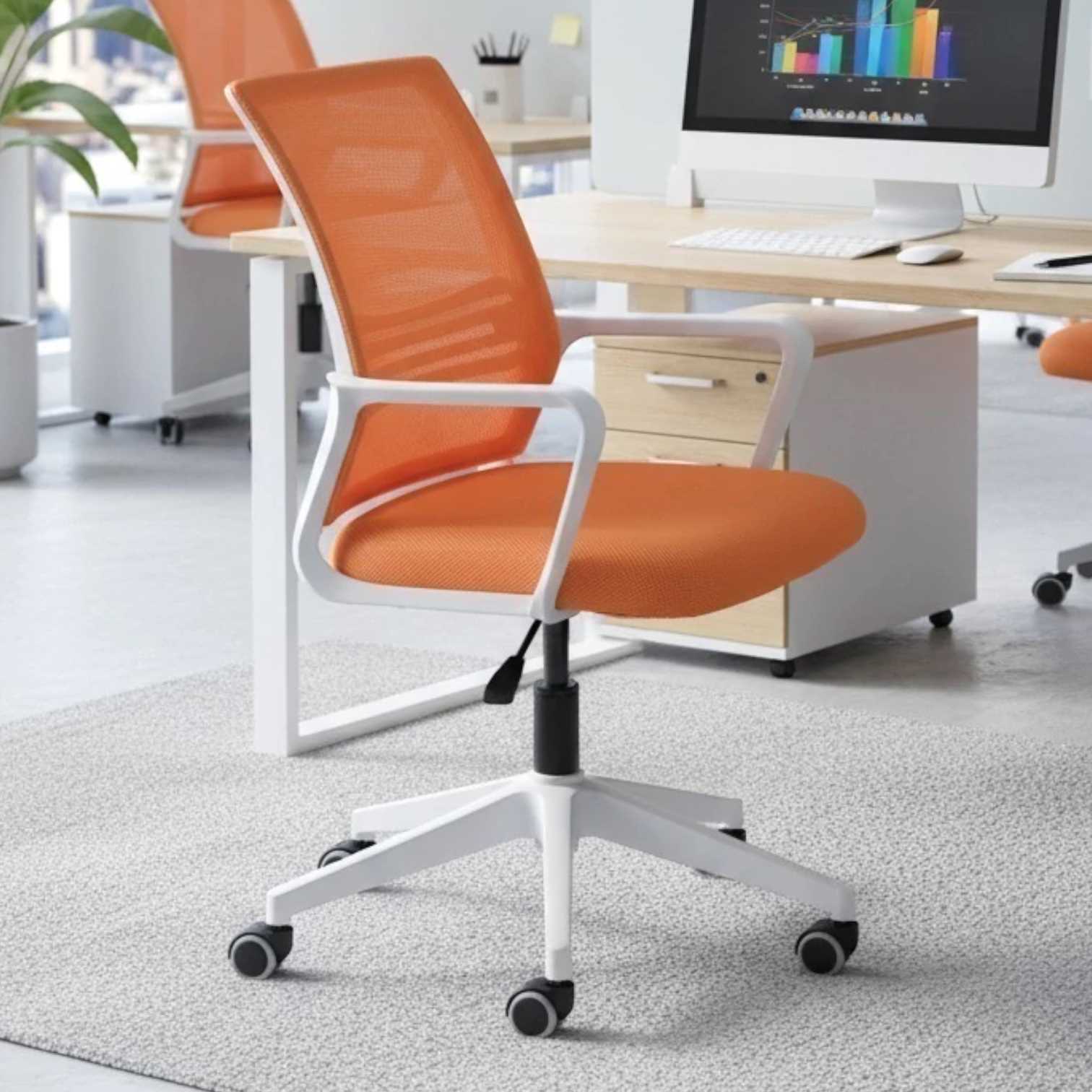 SILLA OFICINA NOGANET REJILLA SC-01 NARANJA