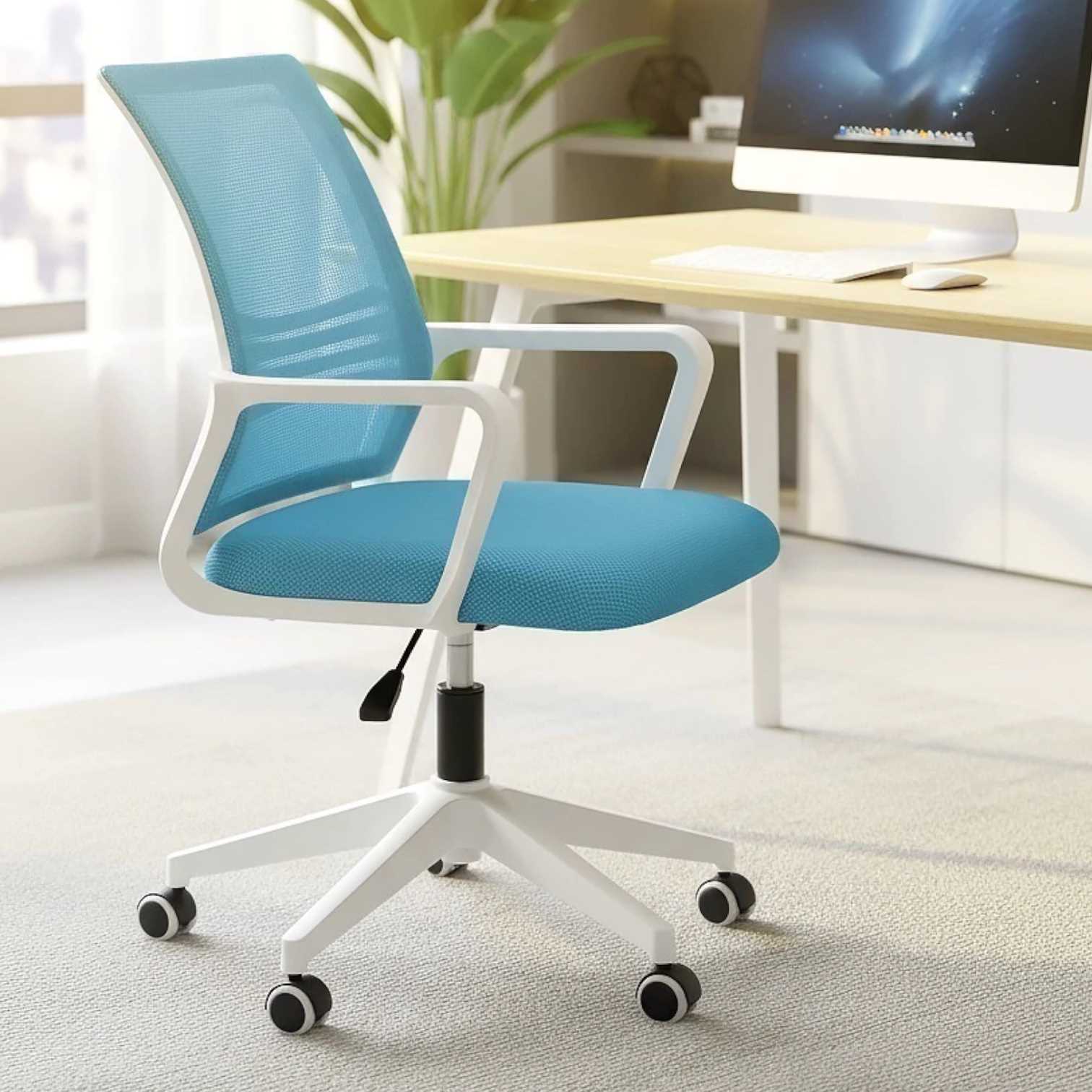 SILLA OFICINA NOGANET REJILLA SC-01 CELESTE