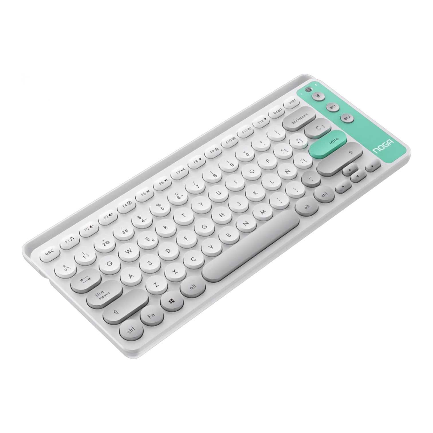 TECLADO NOGANET INALAMBRICO NKB-Q30 + BT GRIS TURQUESA