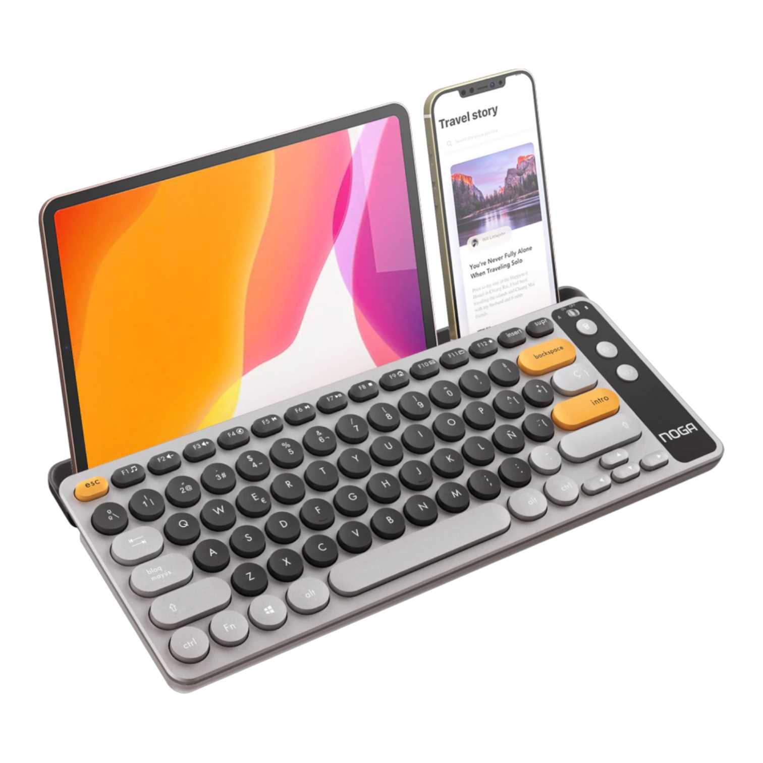 TECLADO NOGANET INALAMBRICO NKB-Q30 + BT GRIS NEGRO