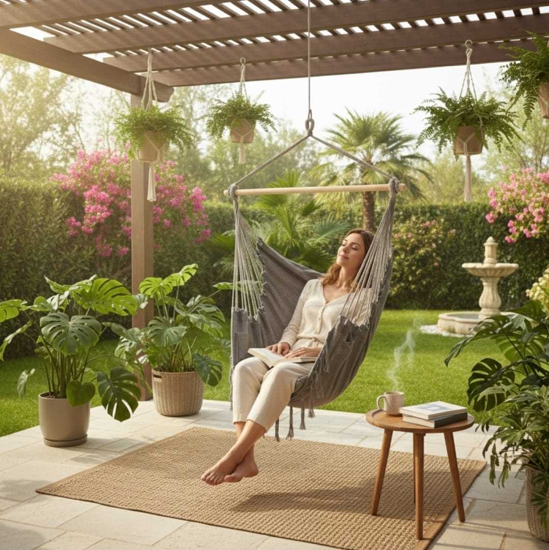 SILLA HAMACA CL-GH004 GRIS/CRUDO