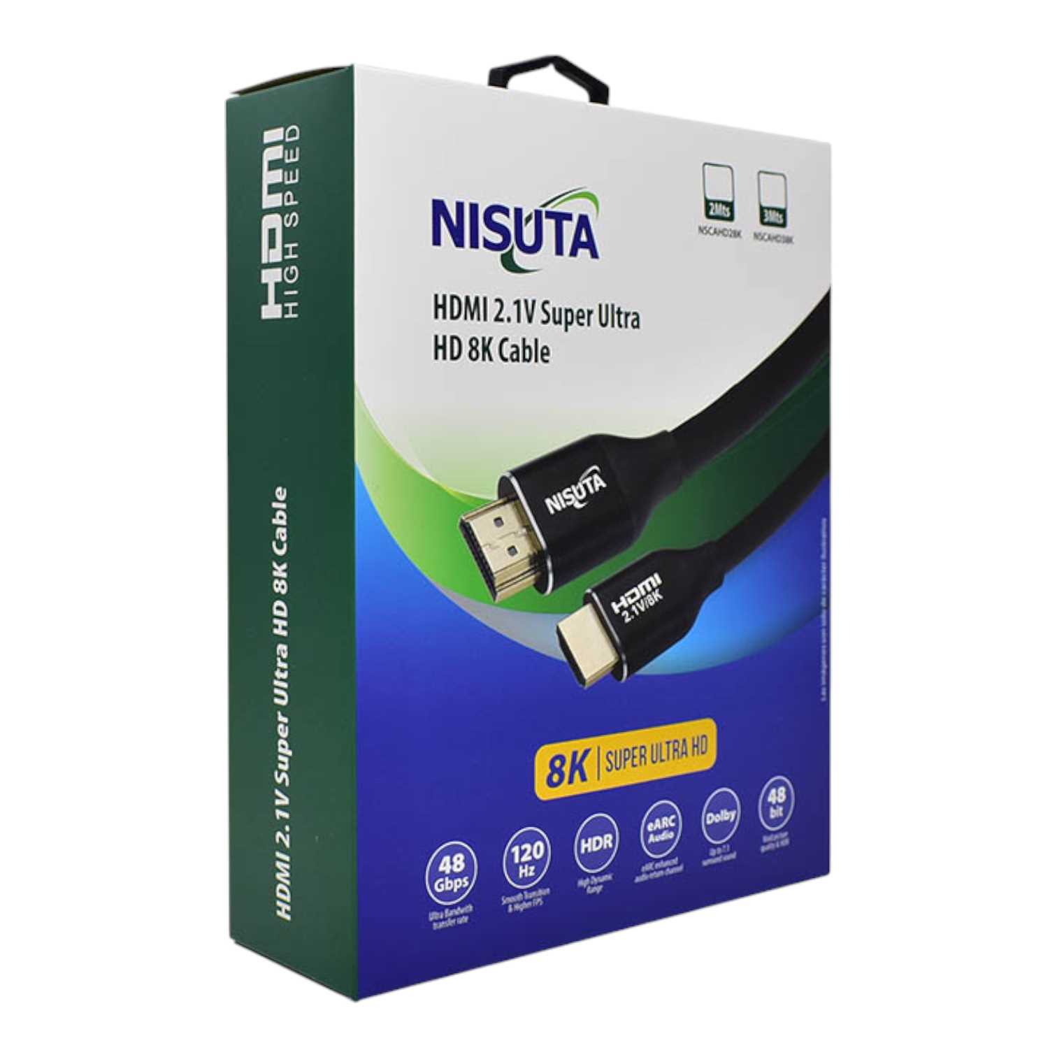 CABLE HDMI NISUTA 2M 2.1V PREMIUN 8K NSCAHD28K