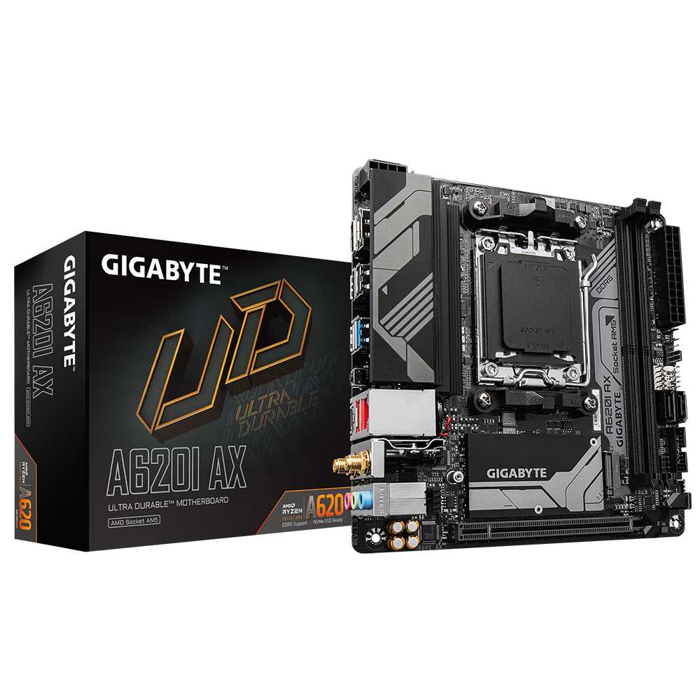 PLACA MADRE GIGABYTE A620I AX AM5 DDR5 WIFI+BT