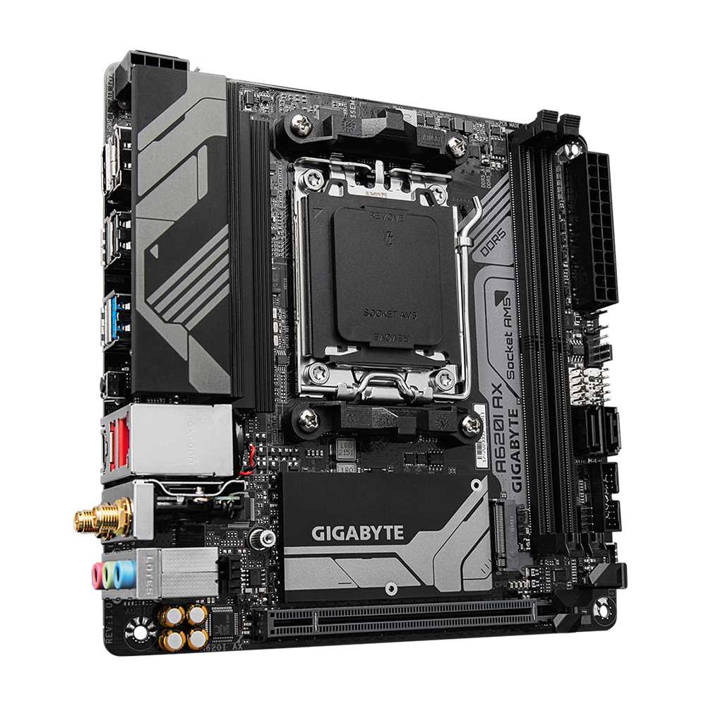 PLACA MADRE GIGABYTE A620I AX AM5 DDR5 WIFI+BT