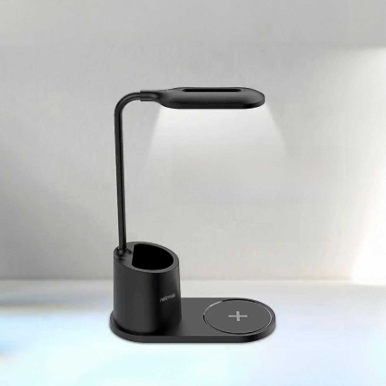 LAMPARA VELADOR LED NETMAK CARGA INALAMBRICA 15W NM-CL13 NEGRO