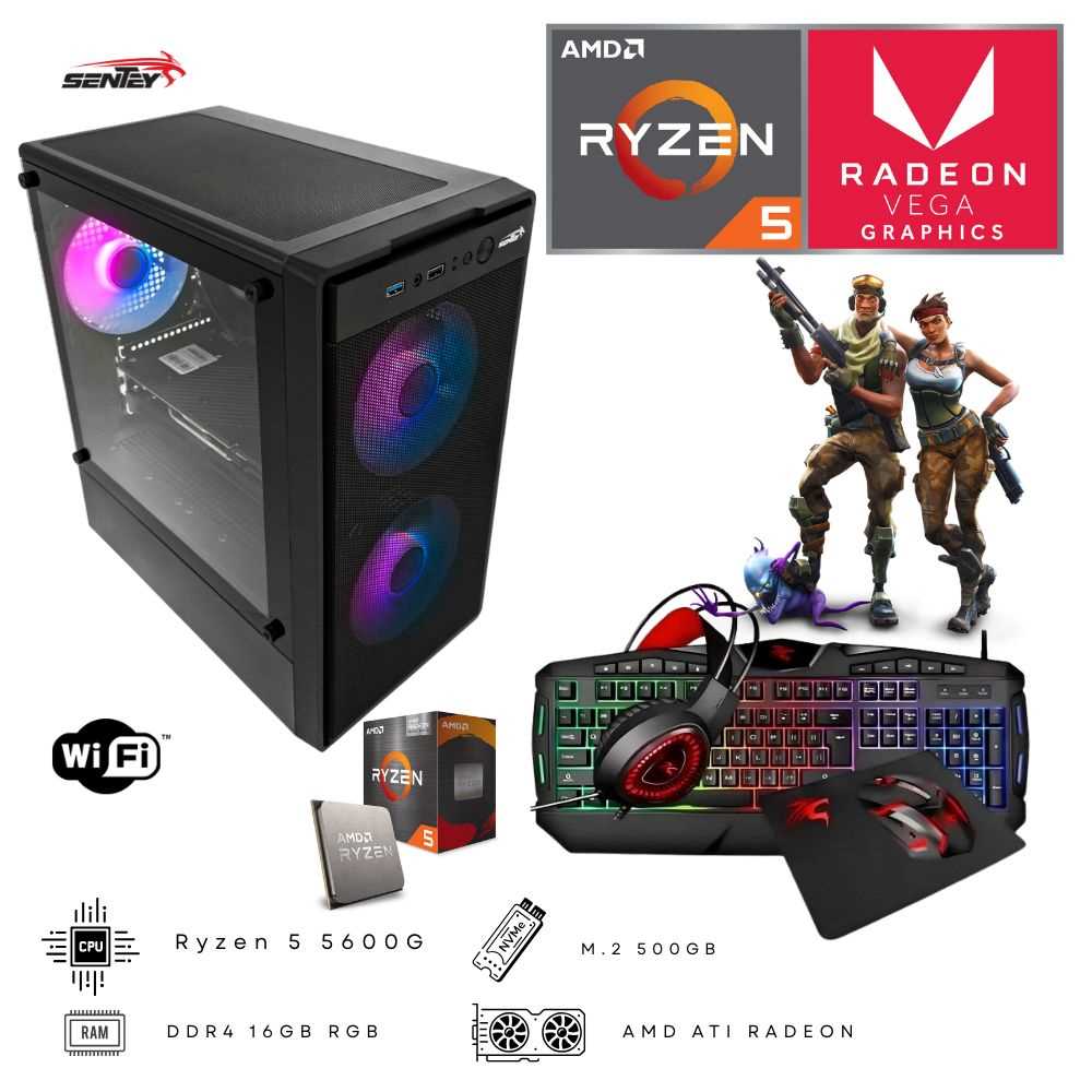 PC GAMER AMD RYZEN 5 5600G SENTEY M12 (16GB DDR4 -M.2 500GB - GRAFICOS RADEON)