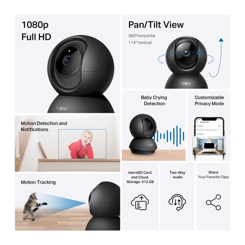 CAMARA IP WIFI TP-LINK TAPO C201 MOVIL BLACK