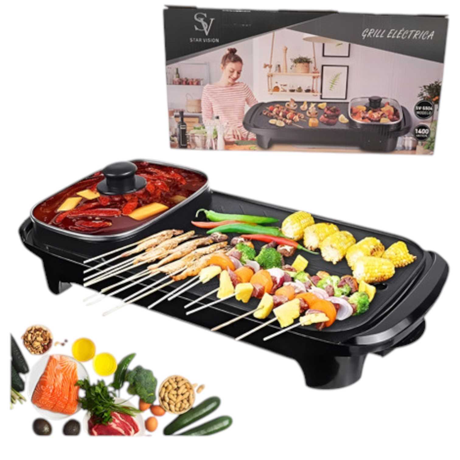 PARRILLA ELECTRICA DINAX 2 EN 1 RECTANGULAR DXPAERAP19