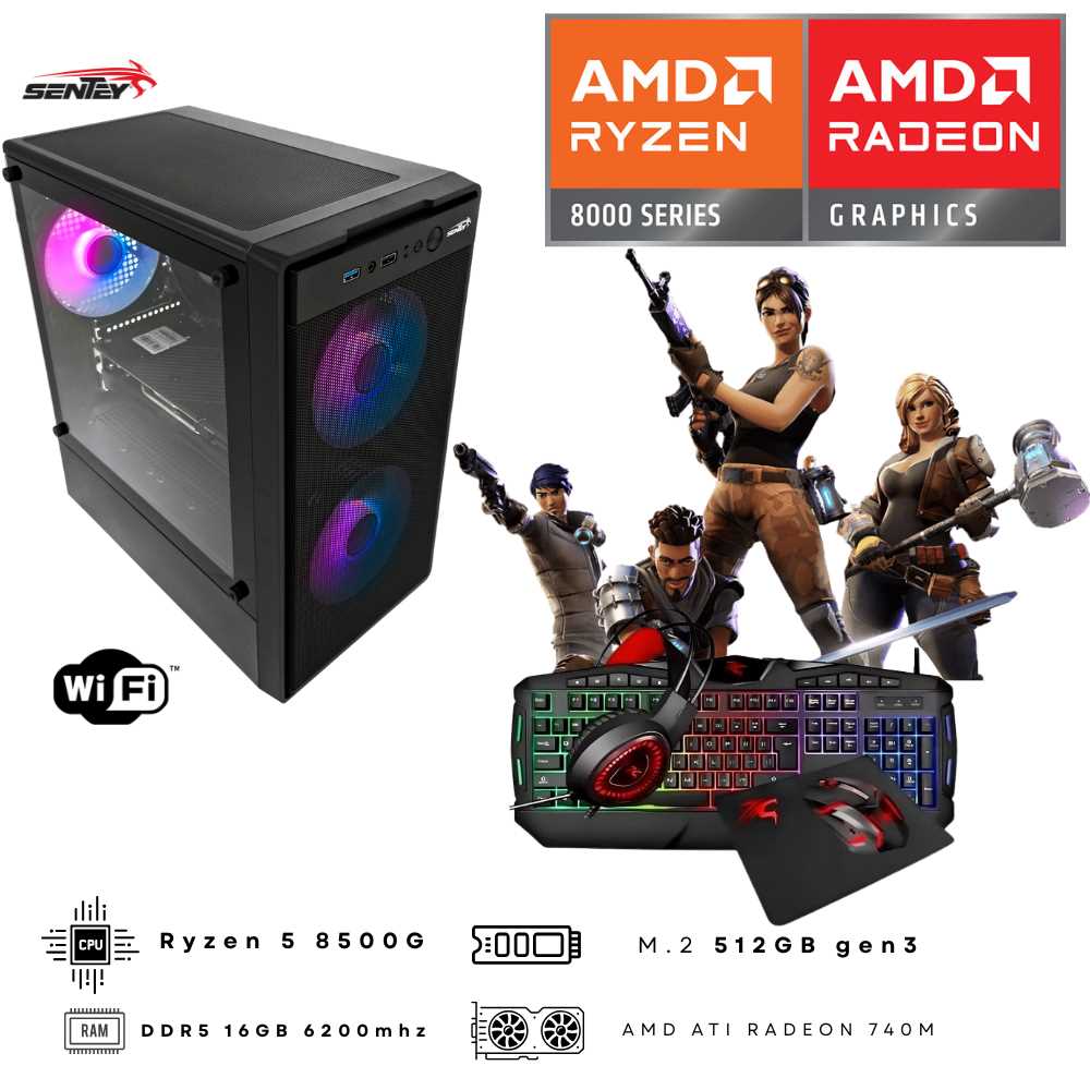 PC GAMER AMD RYZEN 5 8500G WIFI M12 (16GB DDR5- M.2 512GB GEN3 - GRAF.RADEON)