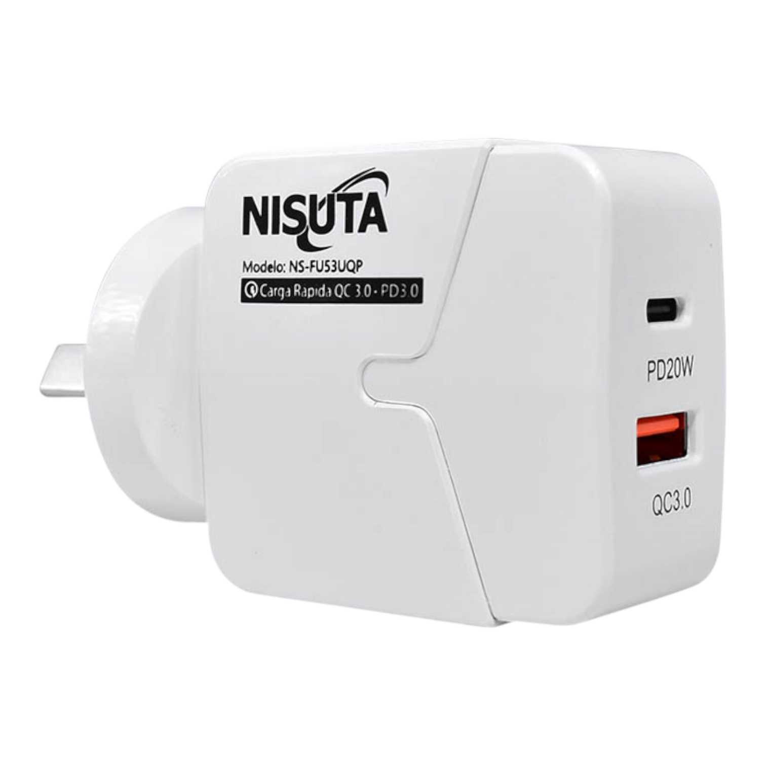 CARGADOR 220V TIPO C NISUTA NSFU53UQP QC3.0 (PD+USB-A)
