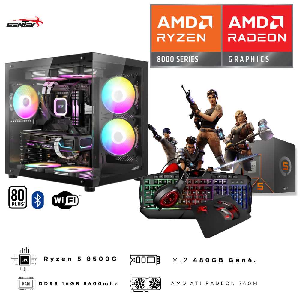 PC GAMER AMD RYZEN 5 8500G WIFI+BT ZEUS (16GB DDR5- M.2 480GB GEN4 - GRAF.RADEON)