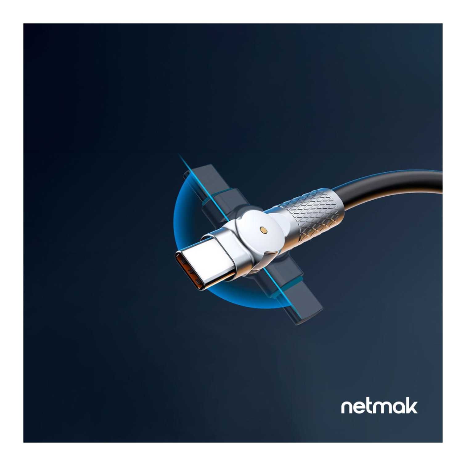 CABLE USB A TIPO C NETMAK 2.4A 1M NM-124 GIRATORIO