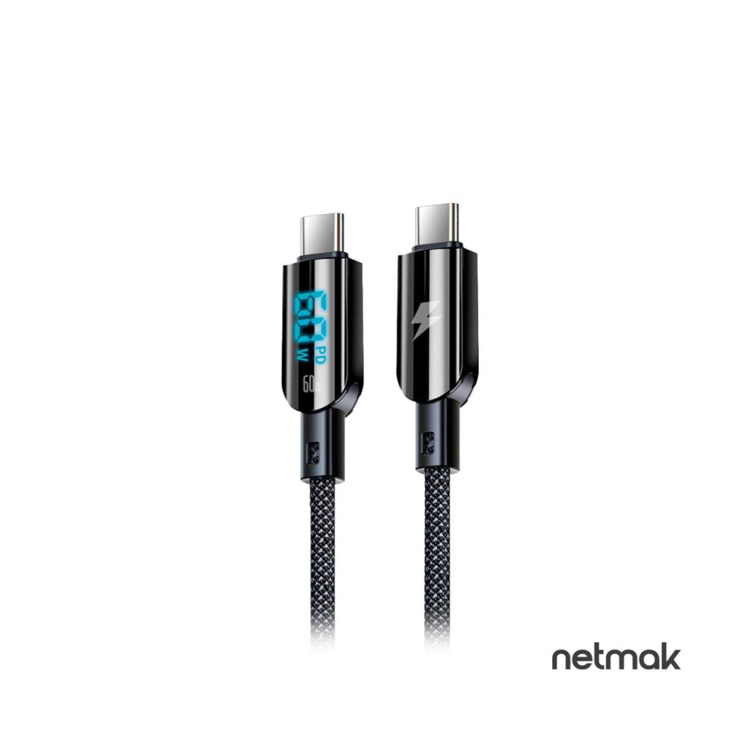 CABLE TIPO C A TIPO C NETMAK 60W 1M NM-125 DISPLAY