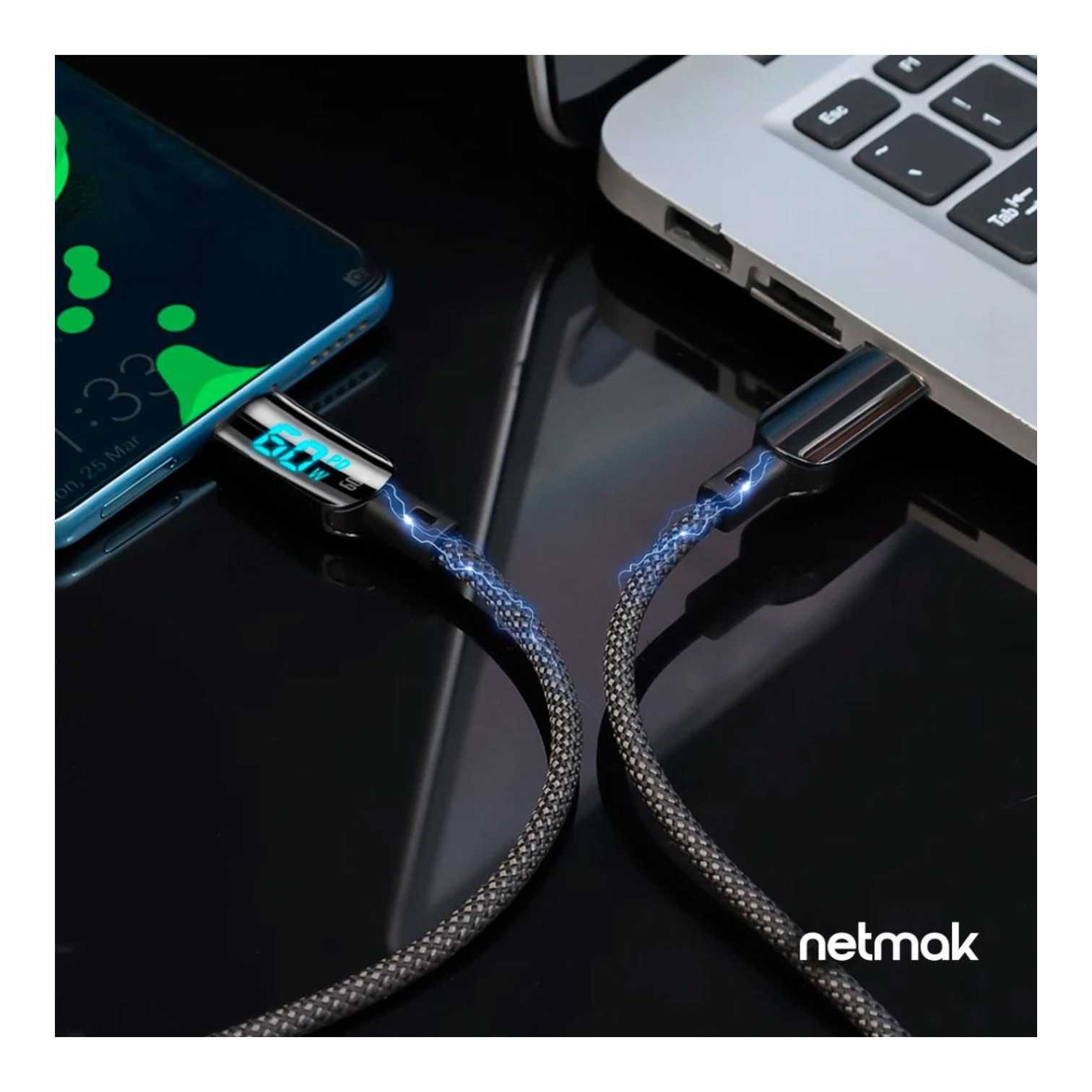 CABLE TIPO C A TIPO C NETMAK 60W 1M NM-125 DISPLAY