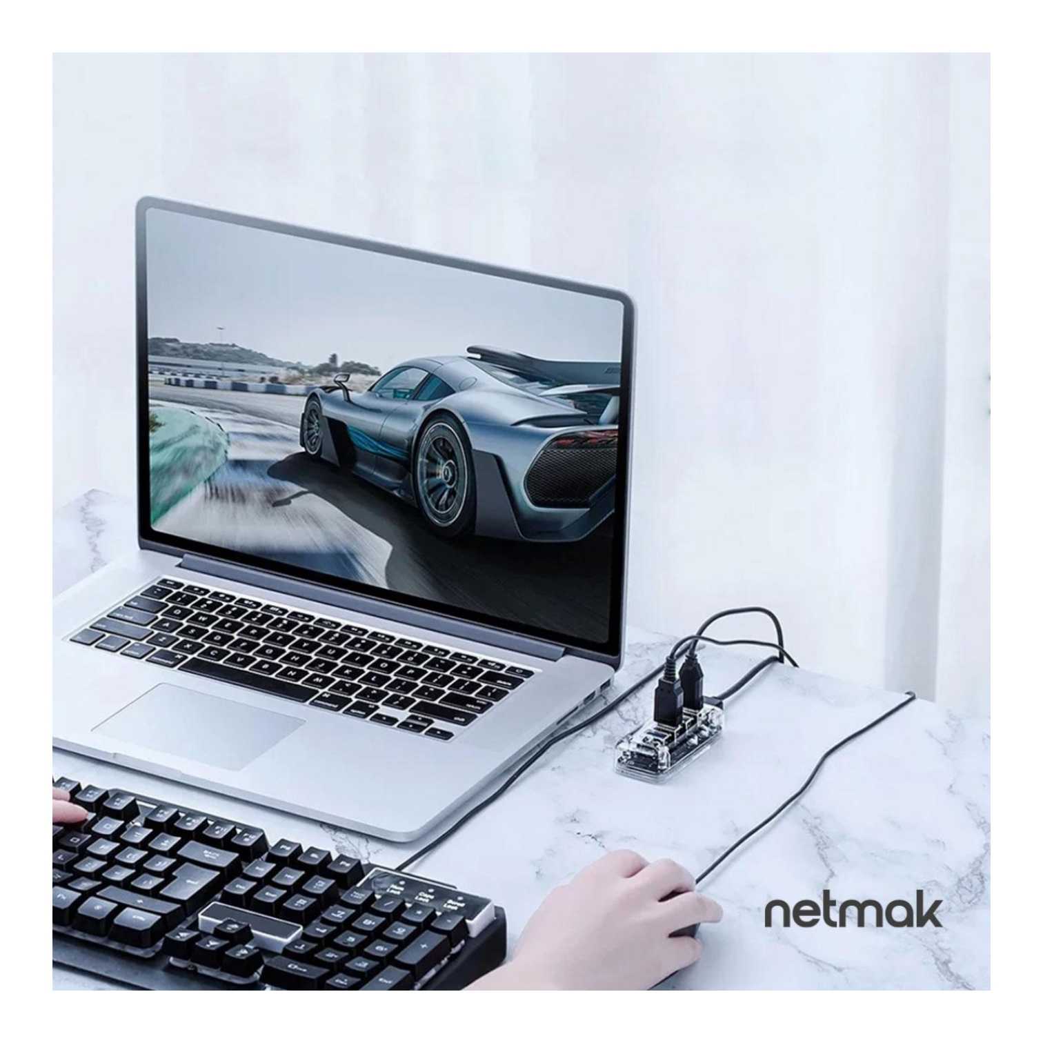 HUB USB 2.0 4 PUERTOS NETMAK NM-AC12 +1X3.0