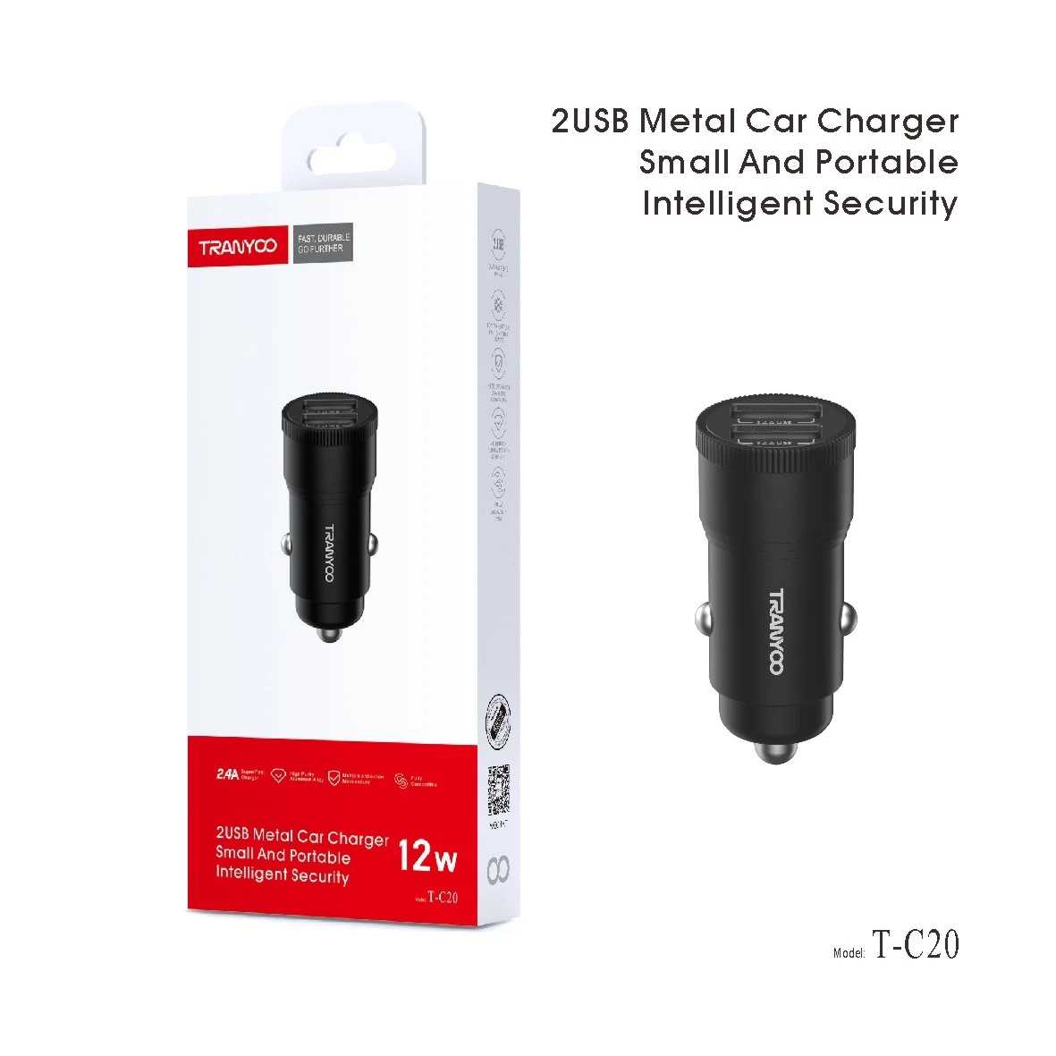 CARGADOR USB PARA AUTO SEISA 12W T-C20 2XUSB