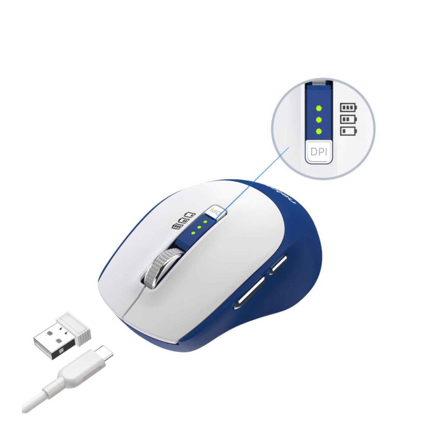 MOUSE NETMAK INALAMBRICO + BT5.0 NM-M679 AZUL RECARGABLE
