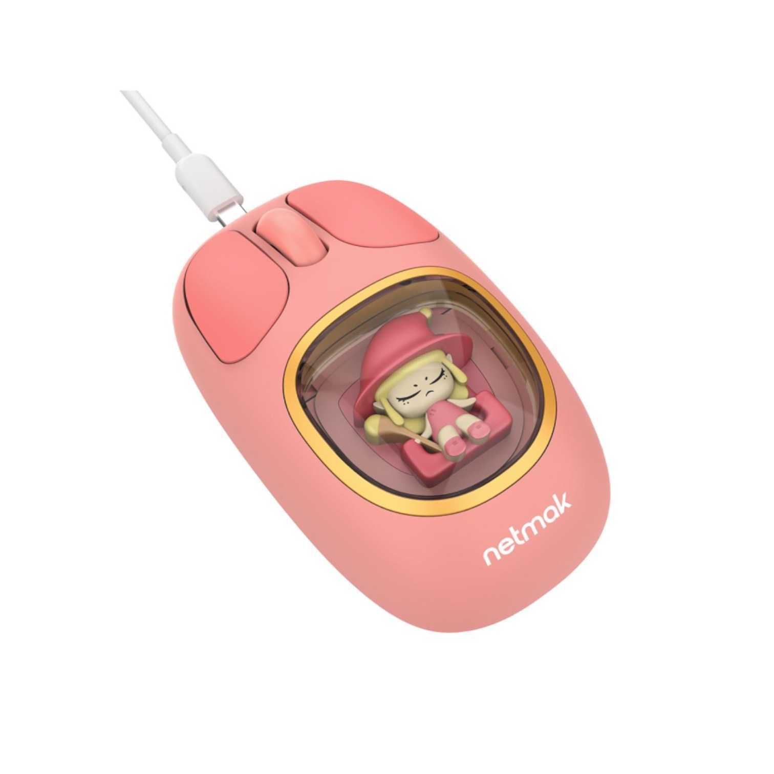 MOUSE NETMAK INALAMBRICO + BT5.0 NM-MK01 KIDS ROSA RECARGABLE