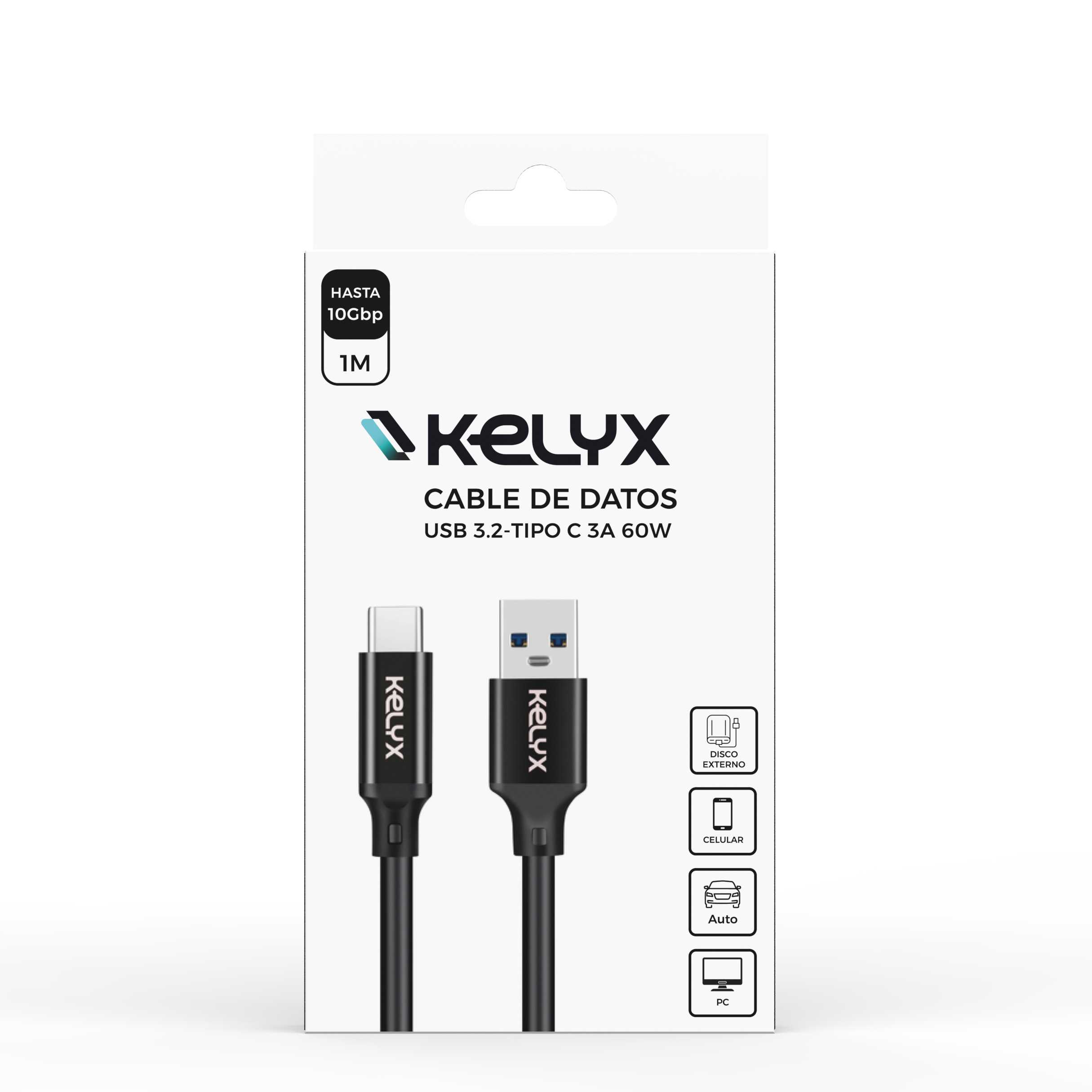 CABLE USB 3.2 A TYPE C 3A 60W 1MT KELYX