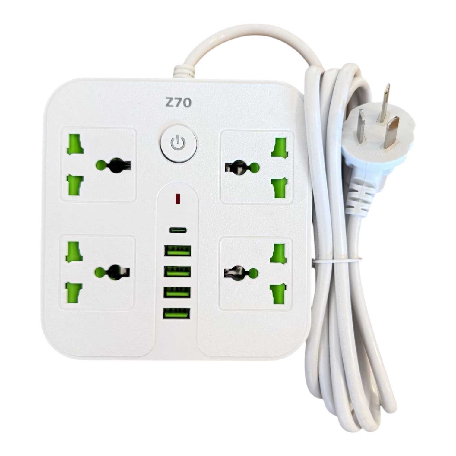 ZAPATILLA DE 4 TOMAS 220V FULL 4 X USB + 1X TC  1M AL-1000 (Z70)