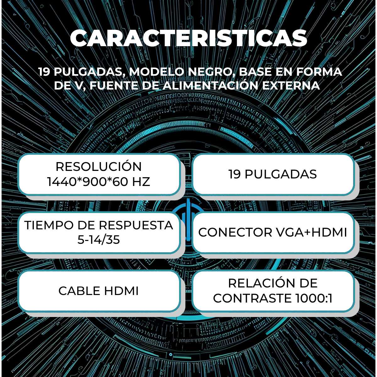 MONITOR 19  LED GLOBAL VGA/HDMI 60HZ 5MS