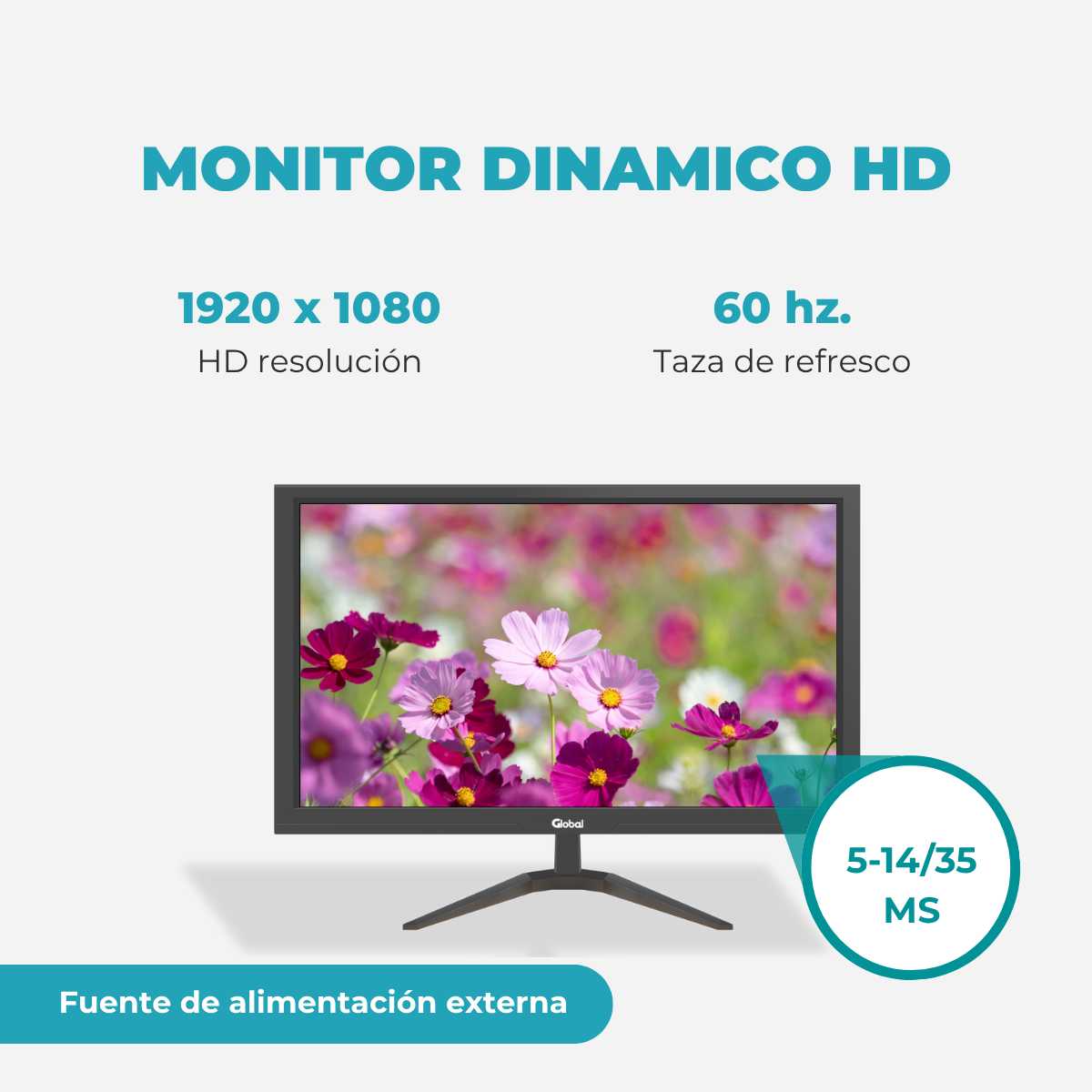 MONITOR 23.5  LED GLOBAL VGA/HDMI 60HZ 5MS